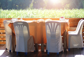 table setting for dining at outdoors