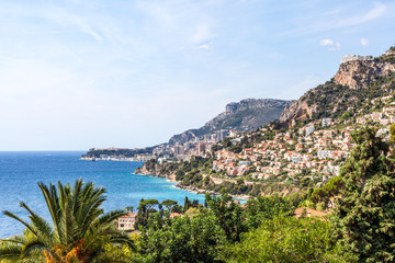 Fototapeta na wymiar View to Monte Carlo and Larvotto in Monaco, French Riviera, Fran