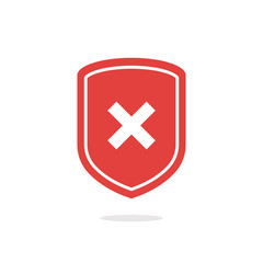 Obraz premium Shield with x mark icon vector