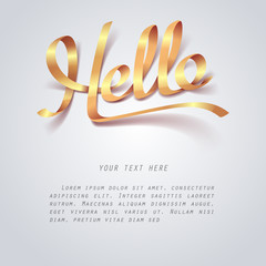 Gold ribbon of Hello calligraphy hand lettering