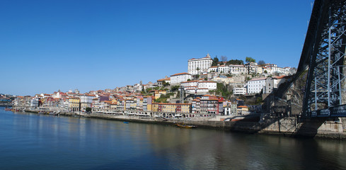 Portogallo, 26/03/2012: lo skyline di Porto con vista sul Luiz I, il ponte ad arco a due piani sul fiume Douro tra le città di Porto e Vila Nova de Gaia