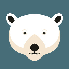 polar bear  head  vector illustration style Flat