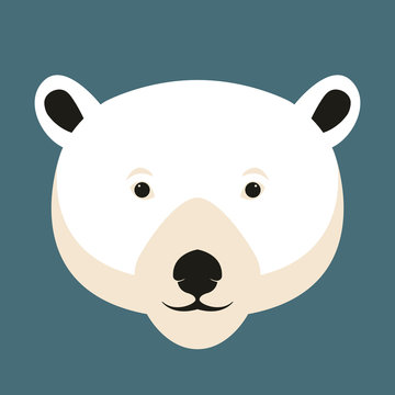 polar bear  head  vector illustration style Flat