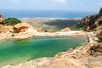 The mountain lake of Homhil on the island of Socotra