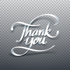 Paper art of thank you calligraphy hand lettering isolated - 132125329