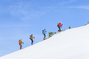 gemeinsam geht's nach oben bei einer Skitour