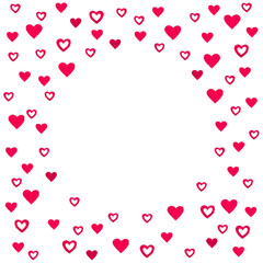 Red or burgundy colors Hearts isolated on white background. For Valentines day watercolor hand paint. Detail or closeup brush stroke pattern. 