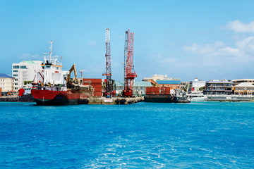Busy George Town, Cayman Islands,  port and waterfront