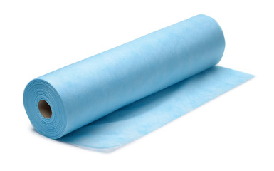 Roll of blue nonwoven fabric