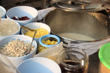 Soybean milk with  millet , hairy basil  , kidney beans and etc