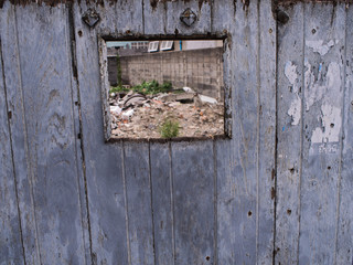 Old Window in a Wooden Fence