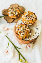 gluten-free muffins with pumpkin, dates and sunflower seeds, sel