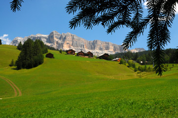 Alpine Hut under Sasso della Croce, Alta Badia, Dolomites, Italy.