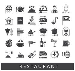 Premium quality kitchen and restaurant icons. Collection of food and beverage icons. 