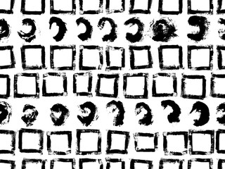 Grunge Vector Brush Strokes Striped Seamless Pattern. Vibrant geometric background. Hand drawn stripes pattern for print, textile design, fashion. Distress painted texture. Black and white