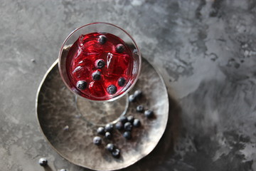 Top view of glass of red wine