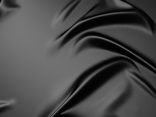 rippled black silk fabric background