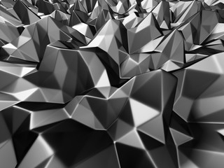 Dark Metallic Silver Triangle Poligon Pattern Background