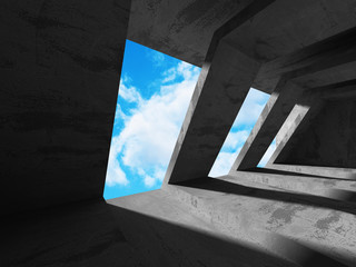 Abstract concrete architecture on cloud sky background