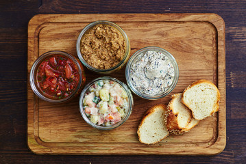 Nutritious dinner consists of meals in jars