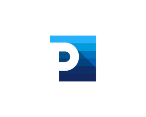 Letter P Initial Square Shadow Logo Design Element