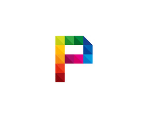 Letter P Square Colorful Pixel Initial Logo Design Element
