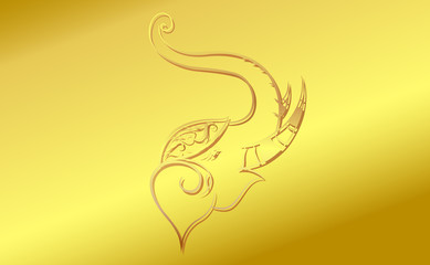 Naklejka premium Head elephant with golden border elements in thailand style. illustration design