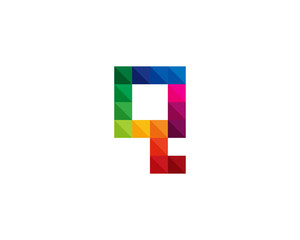 Letter Q Colorful Square Dot Logo Design Element