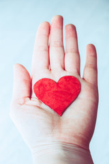 Obraz na płótnie Canvas Hand holding a heart. Valentine's day concept. Heart disease concept.