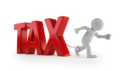 3d small people - pulling tax text