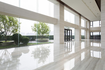 Modern office building hallway