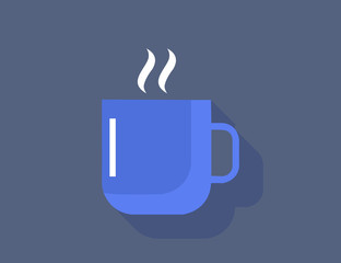 Vector modern hot drink cup icon with long shadow