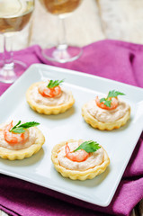 Shrimp salmon mousse parsley tartlets