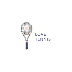 Sports logo with a tennis racket. Tennis vector logo