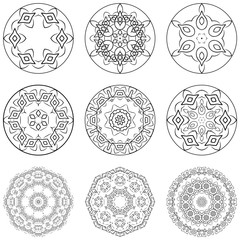 Set of mandalas. Decorative round ornaments.