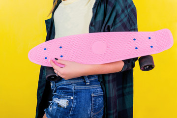 Extrem girl with skateboard