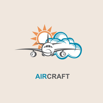 image of airplane, sun and cloud