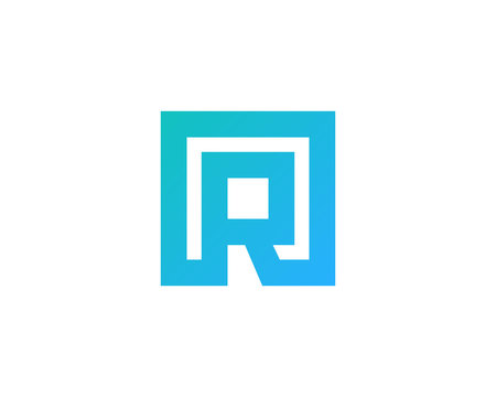 Letter R Square Logo Design Element