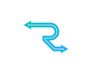 Letter R Road Line Logo Design Element