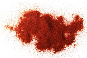 Pile of red paprika powder isolated on white