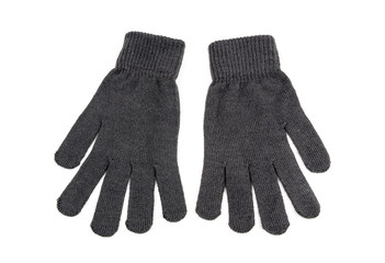 Grey wool gloves.