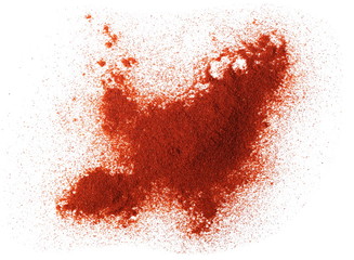 Pile of red paprika powder isolated on white