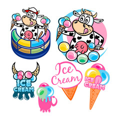 Ice cream and cow with ice cream