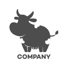 The black silhouette of a cow logo