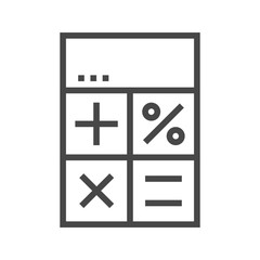 Calculator Thin Line Vector Icon Isolated on the White Background.