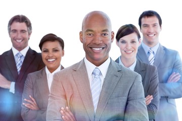 Portrait of joyful business team