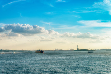 Statue of Liberty, New York City , USA. Vivid lowlight splittoned picture.