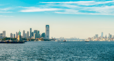 Obraz premium Manhattan view from the ferry to Staten Island., New York City , USA. picture.