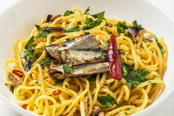 アンチョビのパスタ　Pasta Italian food of the anchovy