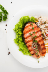 Food Salmon Risotto Seafood Mediterranean Cuisine Restaurant Menu Concept